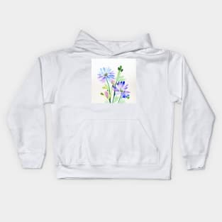 Blue Watercolor Flower Kids Hoodie